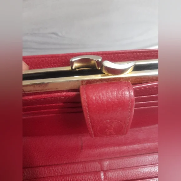 Longchamp Vintage Red Leather Kisslock Wallet - Picture 7 of 15